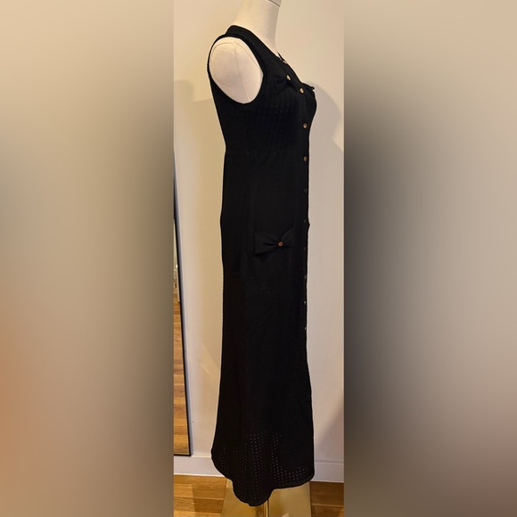 Commense Pointelle Split Button Sweater Dress Black - Picture 4 of 10